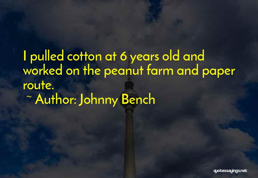 Johnny Bench Quotes: I Pulled Cotton At 6 Years Old And Worked On The Peanut Farm And Paper Route.