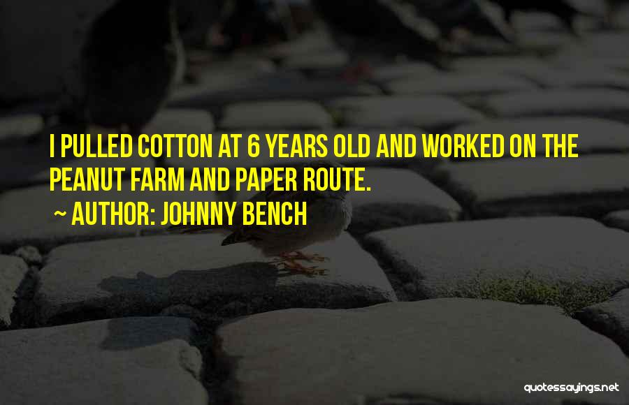 Johnny Bench Quotes: I Pulled Cotton At 6 Years Old And Worked On The Peanut Farm And Paper Route.