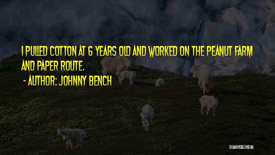 Johnny Bench Quotes: I Pulled Cotton At 6 Years Old And Worked On The Peanut Farm And Paper Route.