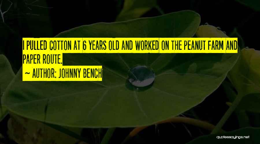 Johnny Bench Quotes: I Pulled Cotton At 6 Years Old And Worked On The Peanut Farm And Paper Route.