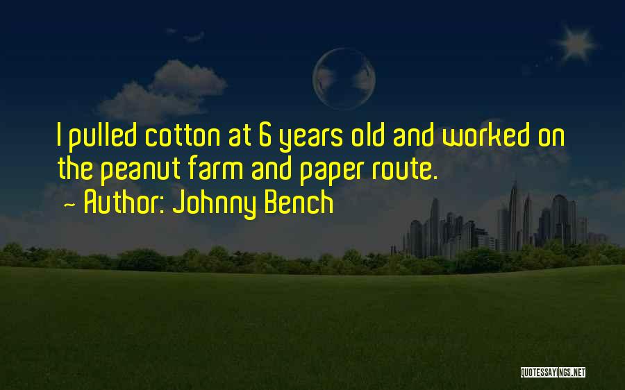 Johnny Bench Quotes: I Pulled Cotton At 6 Years Old And Worked On The Peanut Farm And Paper Route.