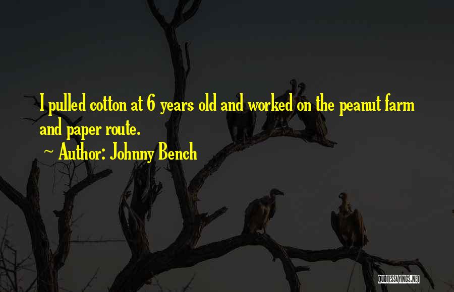Johnny Bench Quotes: I Pulled Cotton At 6 Years Old And Worked On The Peanut Farm And Paper Route.