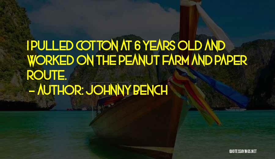 Johnny Bench Quotes: I Pulled Cotton At 6 Years Old And Worked On The Peanut Farm And Paper Route.