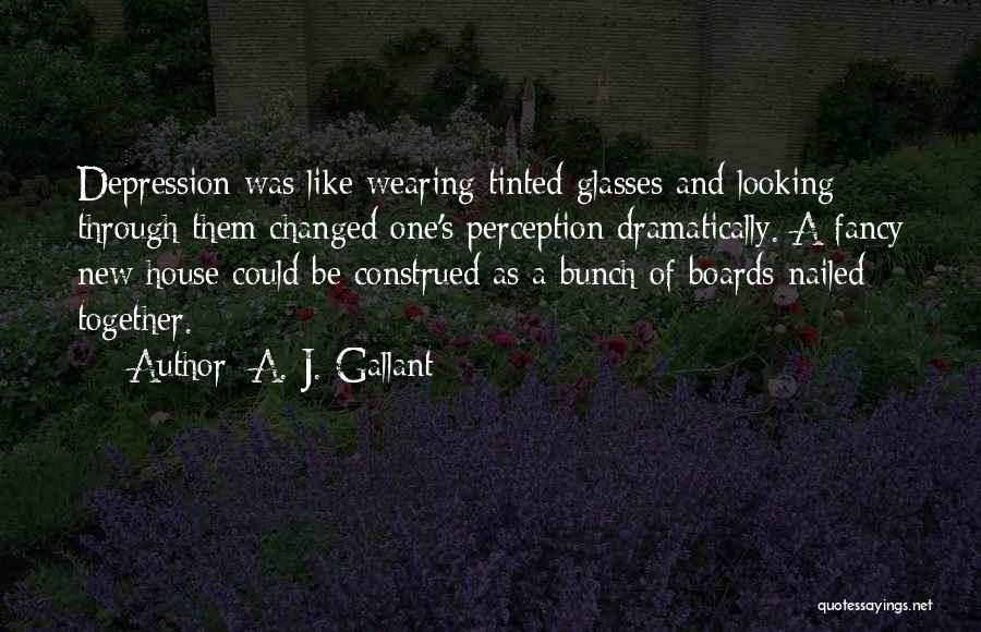 A. J. Gallant Quotes: Depression Was Like Wearing Tinted Glasses And Looking Through Them Changed One's Perception Dramatically. A Fancy New House Could Be