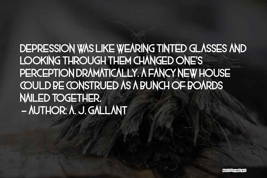 A. J. Gallant Quotes: Depression Was Like Wearing Tinted Glasses And Looking Through Them Changed One's Perception Dramatically. A Fancy New House Could Be