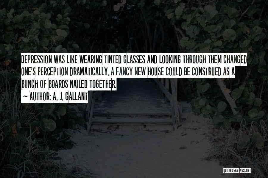 A. J. Gallant Quotes: Depression Was Like Wearing Tinted Glasses And Looking Through Them Changed One's Perception Dramatically. A Fancy New House Could Be