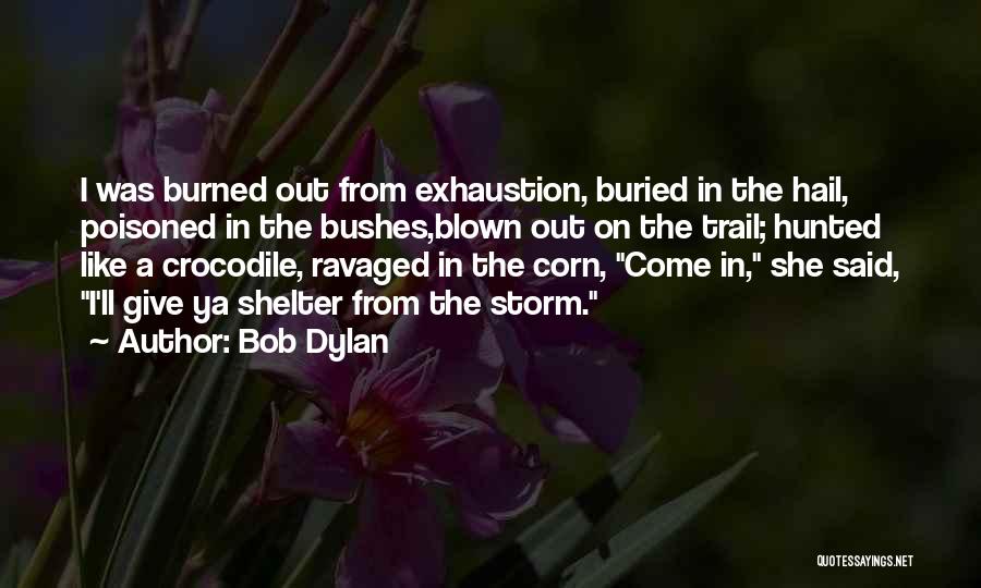 Bob Dylan Quotes: I Was Burned Out From Exhaustion, Buried In The Hail, Poisoned In The Bushes,blown Out On The Trail; Hunted Like