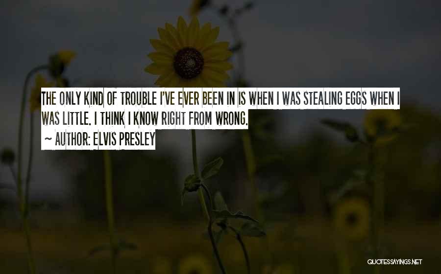 Elvis Presley Quotes: The Only Kind Of Trouble I've Ever Been In Is When I Was Stealing Eggs When I Was Little. I