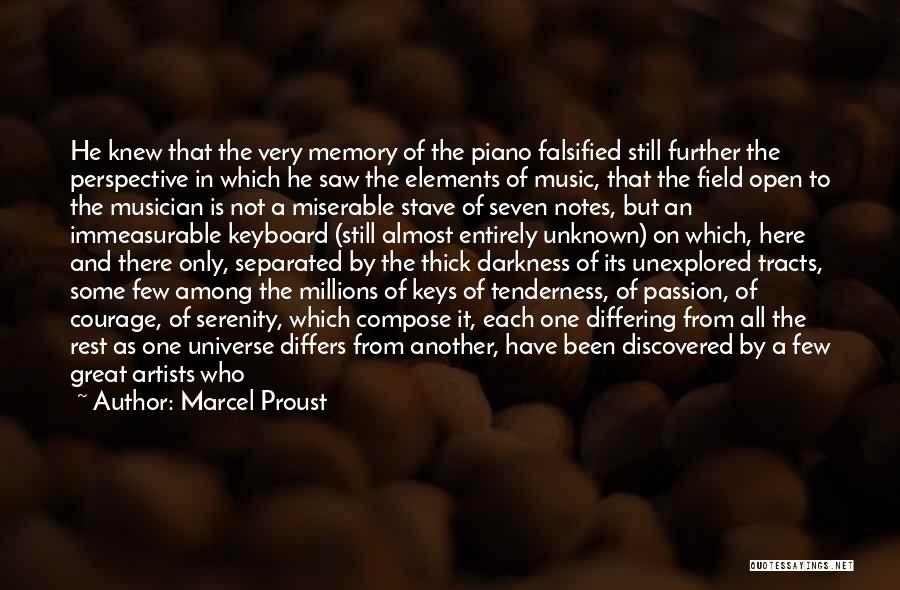 Marcel Proust Quotes: He Knew That The Very Memory Of The Piano Falsified Still Further The Perspective In Which He Saw The Elements