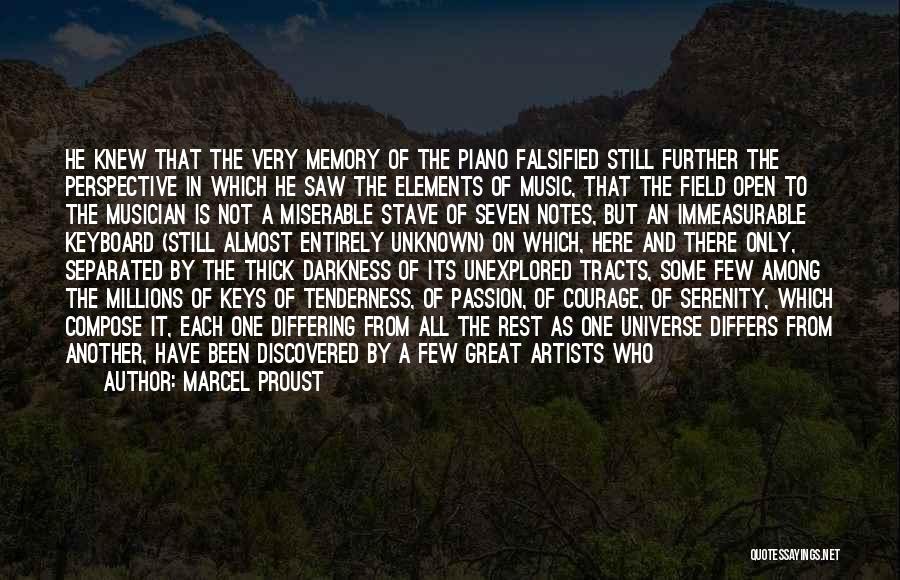 Marcel Proust Quotes: He Knew That The Very Memory Of The Piano Falsified Still Further The Perspective In Which He Saw The Elements