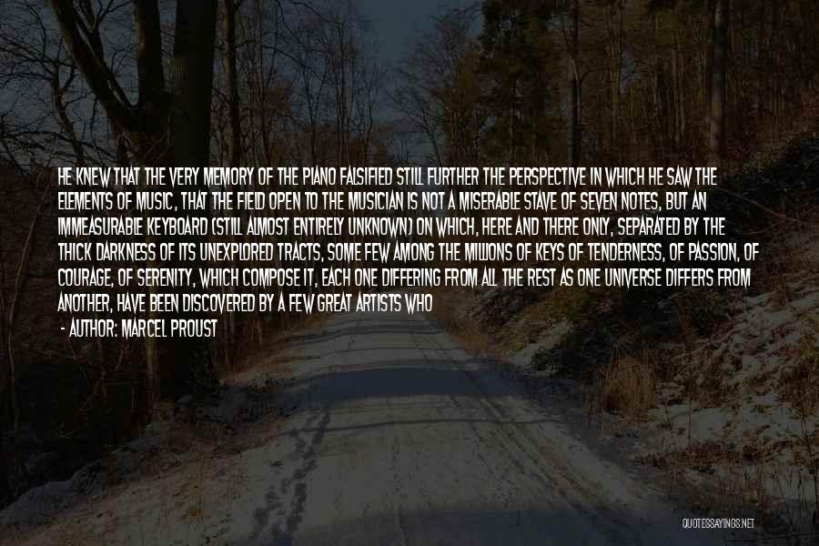 Marcel Proust Quotes: He Knew That The Very Memory Of The Piano Falsified Still Further The Perspective In Which He Saw The Elements