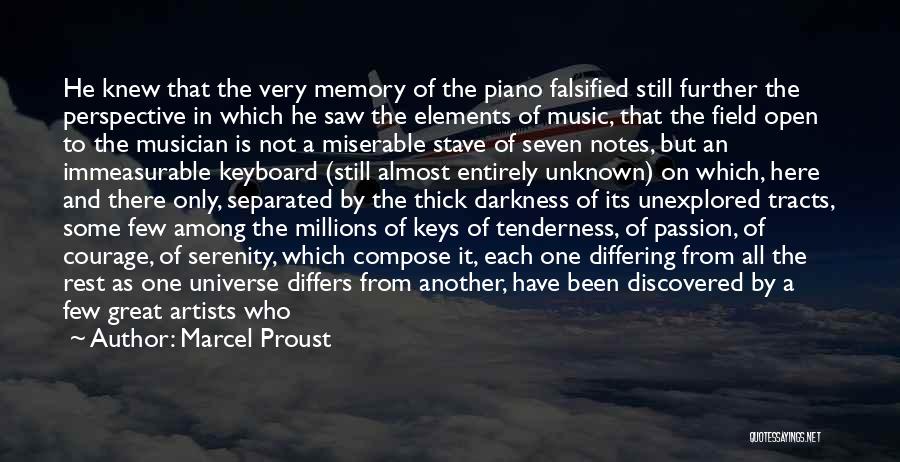 Marcel Proust Quotes: He Knew That The Very Memory Of The Piano Falsified Still Further The Perspective In Which He Saw The Elements