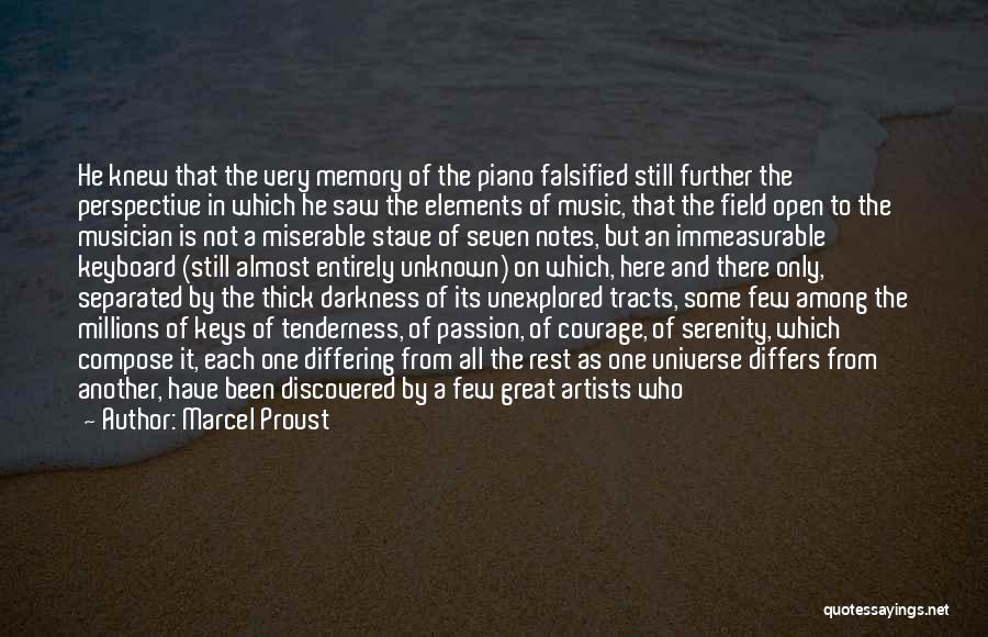 Marcel Proust Quotes: He Knew That The Very Memory Of The Piano Falsified Still Further The Perspective In Which He Saw The Elements