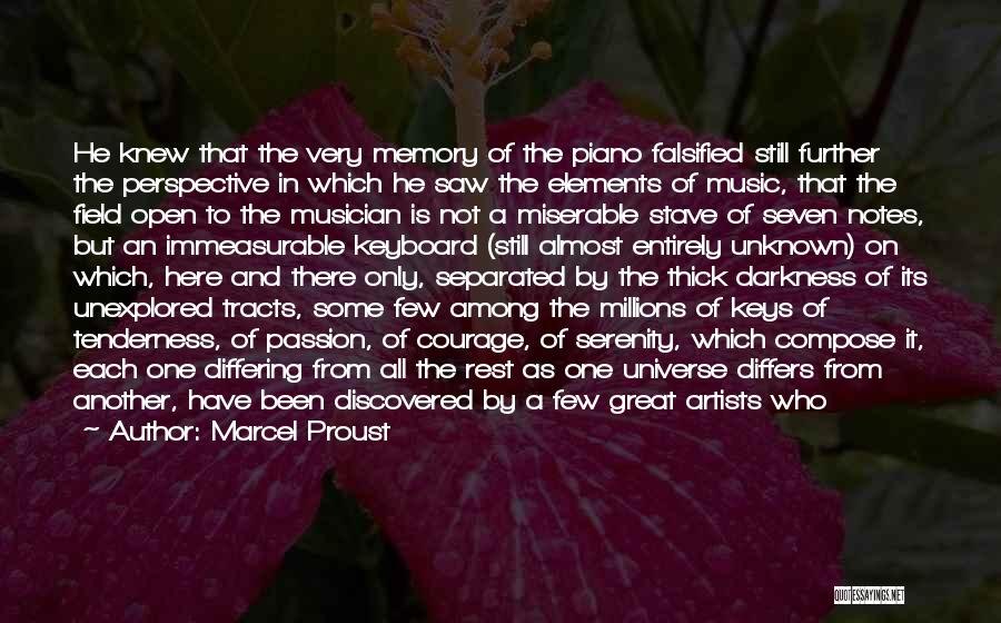 Marcel Proust Quotes: He Knew That The Very Memory Of The Piano Falsified Still Further The Perspective In Which He Saw The Elements