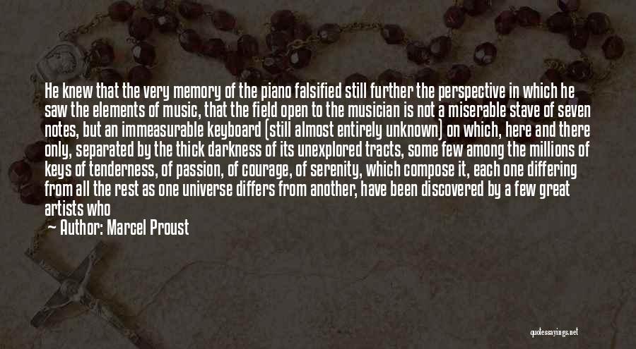 Marcel Proust Quotes: He Knew That The Very Memory Of The Piano Falsified Still Further The Perspective In Which He Saw The Elements