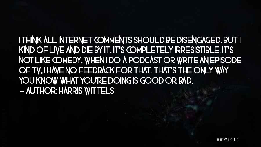 Harris Wittels Quotes: I Think All Internet Comments Should Be Disengaged. But I Kind Of Live And Die By It. It's Completely Irresistible.