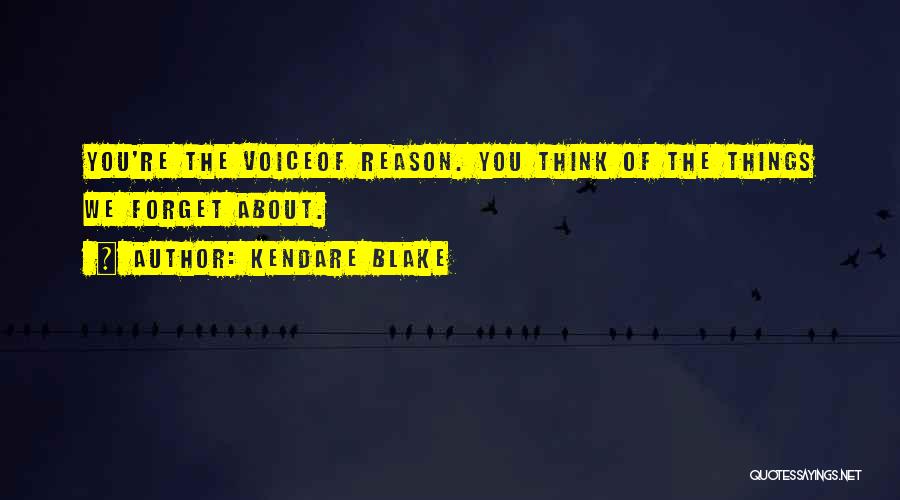 Kendare Blake Quotes: You're The Voiceof Reason. You Think Of The Things We Forget About.