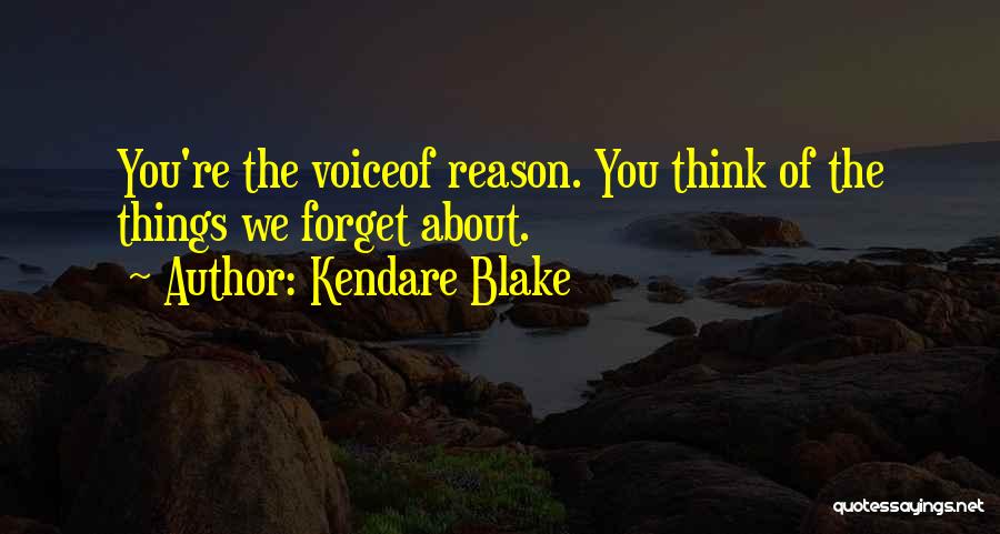 Kendare Blake Quotes: You're The Voiceof Reason. You Think Of The Things We Forget About.