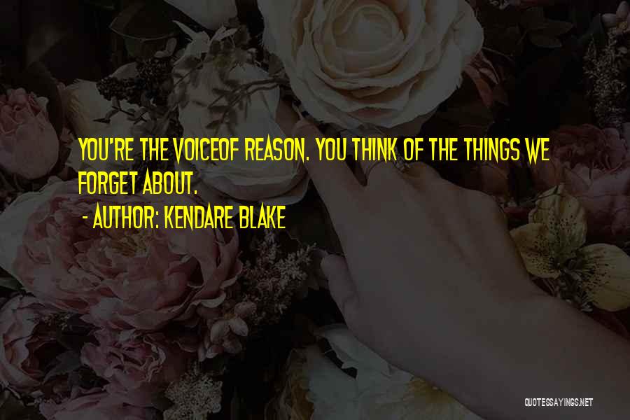 Kendare Blake Quotes: You're The Voiceof Reason. You Think Of The Things We Forget About.