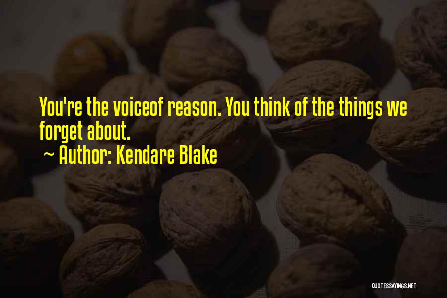 Kendare Blake Quotes: You're The Voiceof Reason. You Think Of The Things We Forget About.