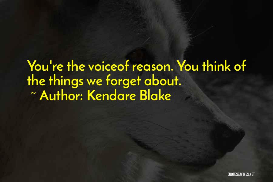 Kendare Blake Quotes: You're The Voiceof Reason. You Think Of The Things We Forget About.
