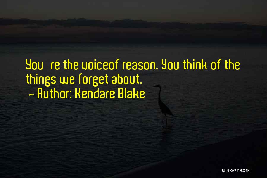 Kendare Blake Quotes: You're The Voiceof Reason. You Think Of The Things We Forget About.