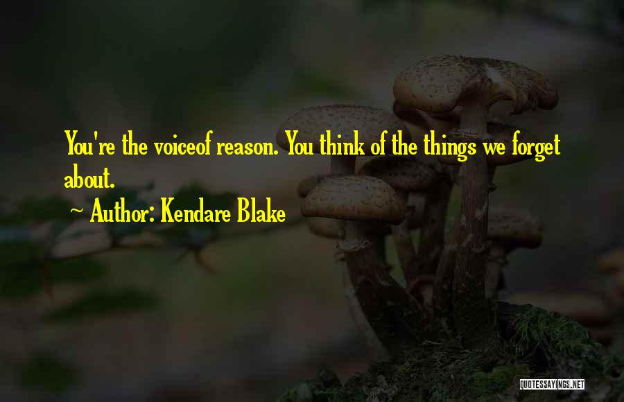 Kendare Blake Quotes: You're The Voiceof Reason. You Think Of The Things We Forget About.