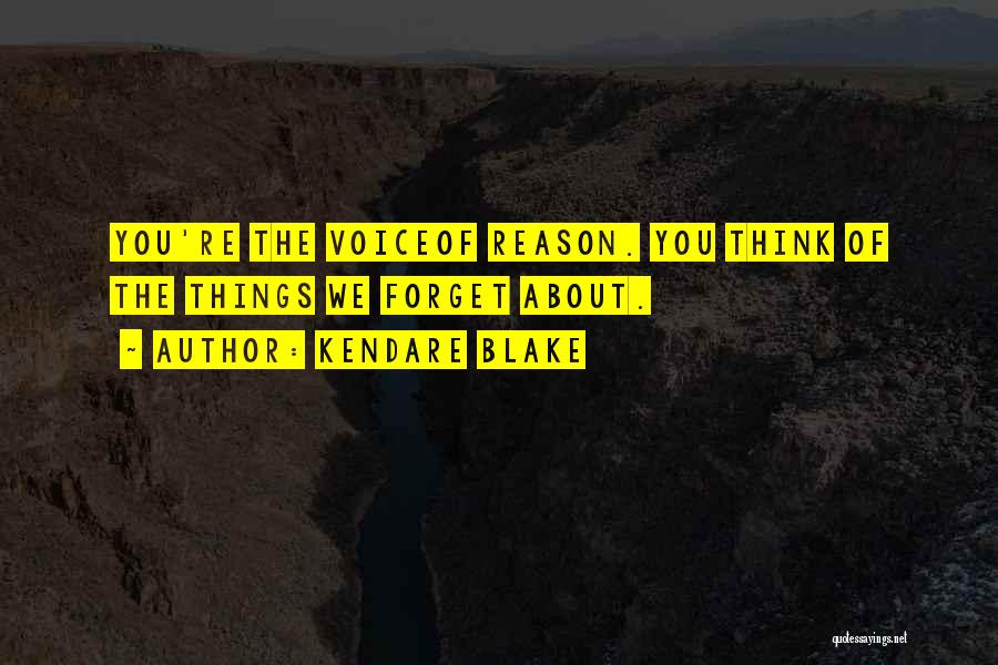 Kendare Blake Quotes: You're The Voiceof Reason. You Think Of The Things We Forget About.