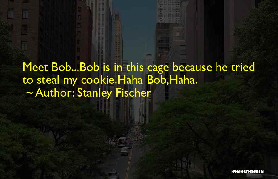 Stanley Fischer Quotes: Meet Bob...bob Is In This Cage Because He Tried To Steal My Cookie.haha Bob,haha.