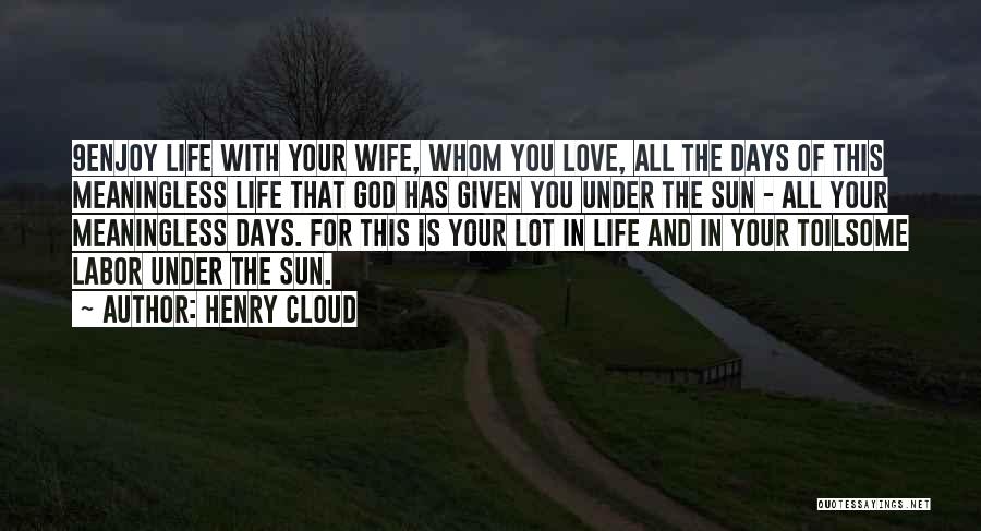 Henry Cloud Quotes: 9enjoy Life With Your Wife, Whom You Love, All The Days Of This Meaningless Life That God Has Given You