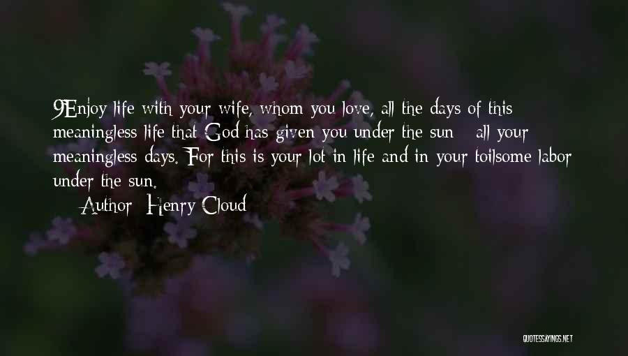 Henry Cloud Quotes: 9enjoy Life With Your Wife, Whom You Love, All The Days Of This Meaningless Life That God Has Given You