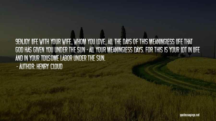 Henry Cloud Quotes: 9enjoy Life With Your Wife, Whom You Love, All The Days Of This Meaningless Life That God Has Given You