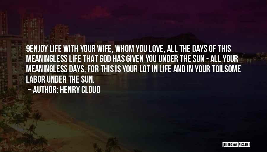 Henry Cloud Quotes: 9enjoy Life With Your Wife, Whom You Love, All The Days Of This Meaningless Life That God Has Given You