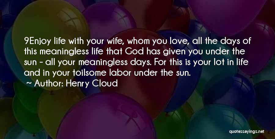 Henry Cloud Quotes: 9enjoy Life With Your Wife, Whom You Love, All The Days Of This Meaningless Life That God Has Given You