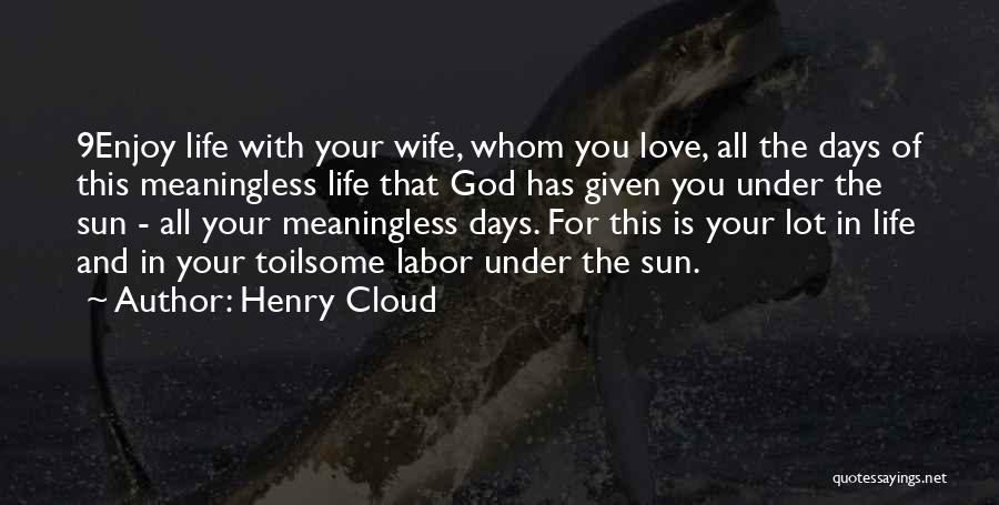 Henry Cloud Quotes: 9enjoy Life With Your Wife, Whom You Love, All The Days Of This Meaningless Life That God Has Given You