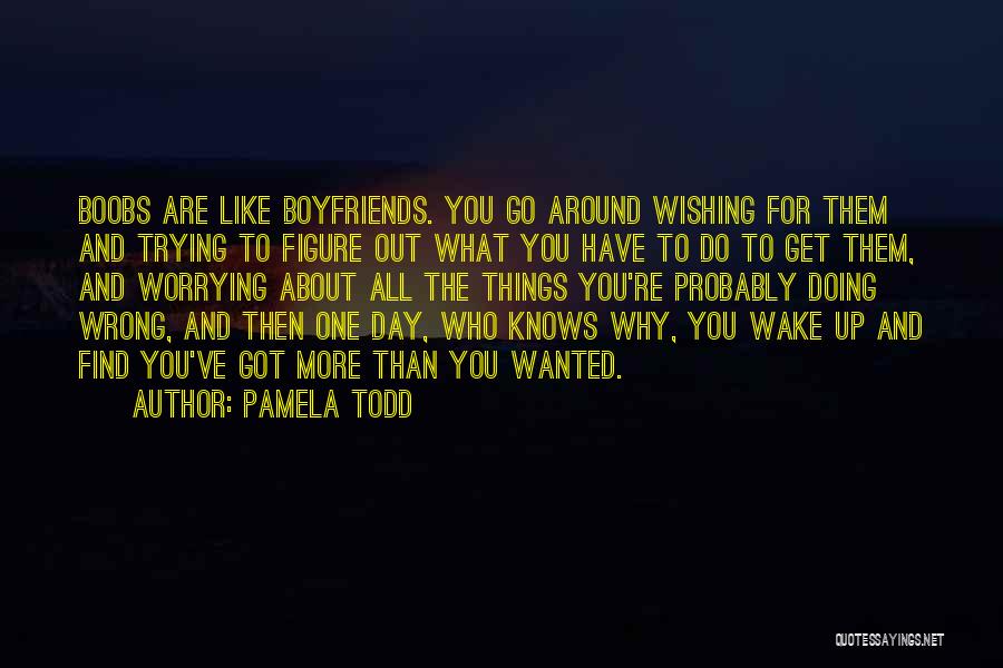 Pamela Todd Quotes: Boobs Are Like Boyfriends. You Go Around Wishing For Them And Trying To Figure Out What You Have To Do