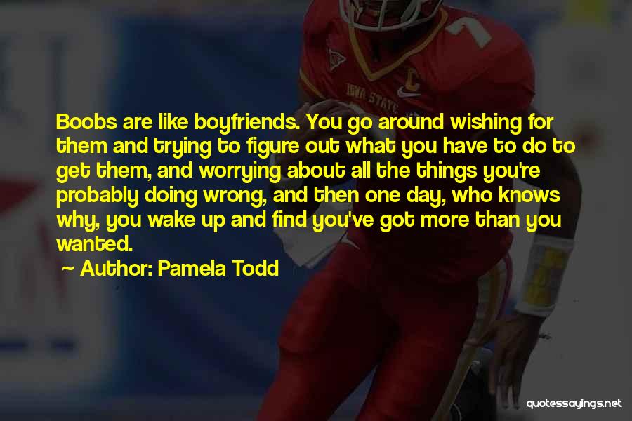Pamela Todd Quotes: Boobs Are Like Boyfriends. You Go Around Wishing For Them And Trying To Figure Out What You Have To Do
