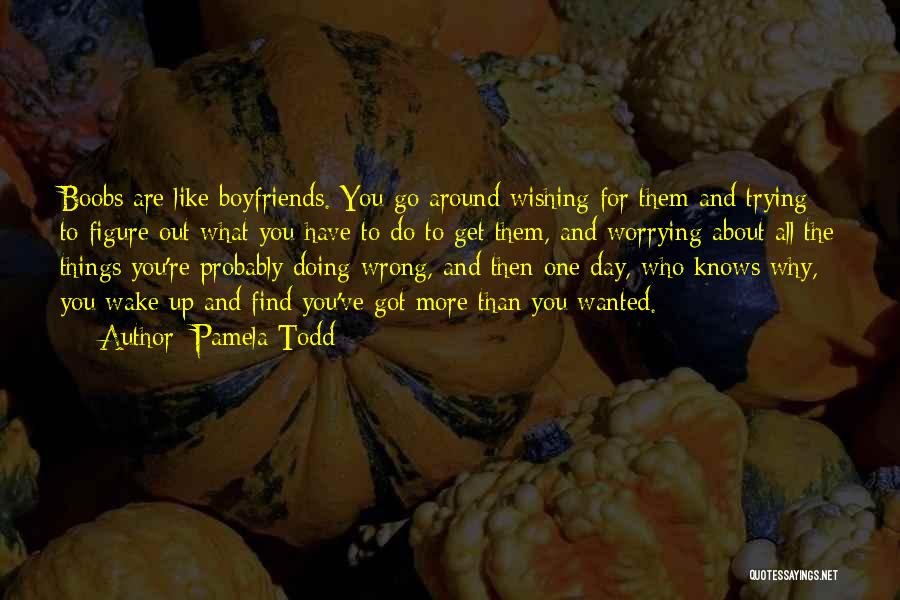 Pamela Todd Quotes: Boobs Are Like Boyfriends. You Go Around Wishing For Them And Trying To Figure Out What You Have To Do