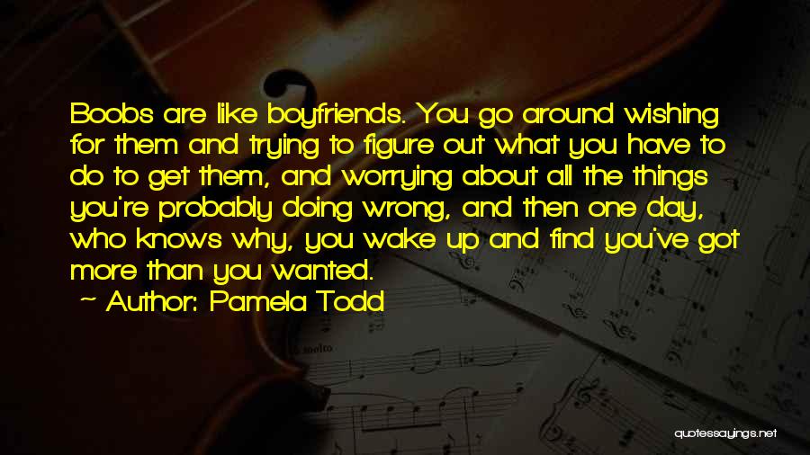Pamela Todd Quotes: Boobs Are Like Boyfriends. You Go Around Wishing For Them And Trying To Figure Out What You Have To Do