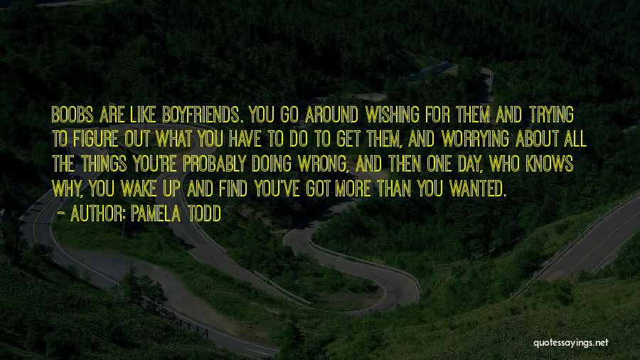 Pamela Todd Quotes: Boobs Are Like Boyfriends. You Go Around Wishing For Them And Trying To Figure Out What You Have To Do