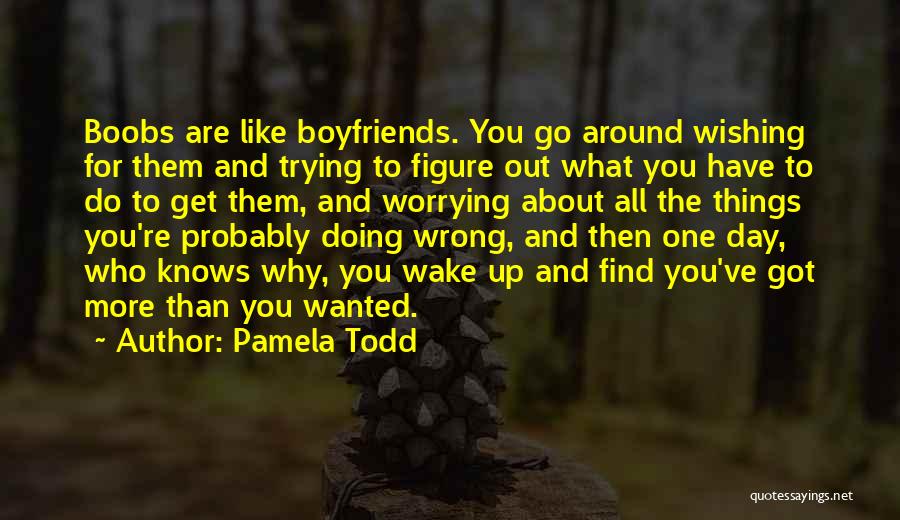 Pamela Todd Quotes: Boobs Are Like Boyfriends. You Go Around Wishing For Them And Trying To Figure Out What You Have To Do