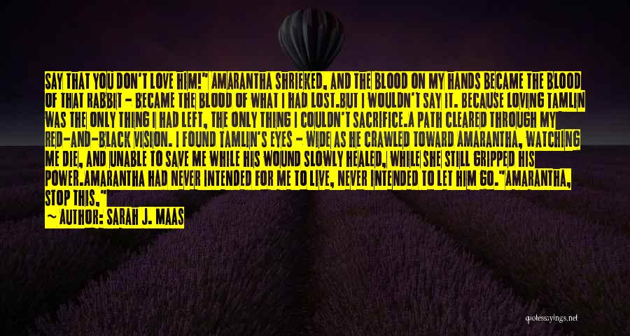 Sarah J. Maas Quotes: Say That You Don't Love Him! Amarantha Shrieked, And The Blood On My Hands Became The Blood Of That Rabbit