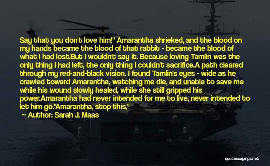 Sarah J. Maas Quotes: Say That You Don't Love Him! Amarantha Shrieked, And The Blood On My Hands Became The Blood Of That Rabbit