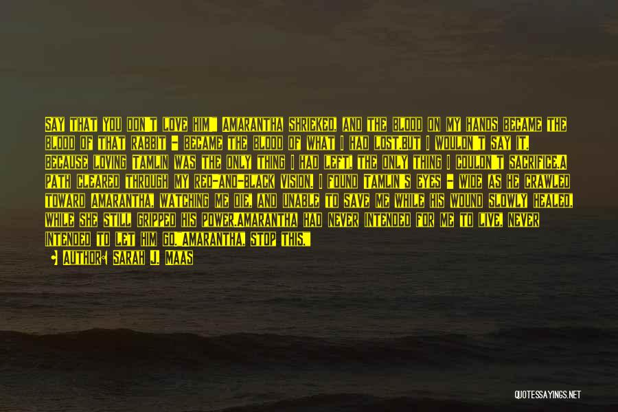 Sarah J. Maas Quotes: Say That You Don't Love Him! Amarantha Shrieked, And The Blood On My Hands Became The Blood Of That Rabbit