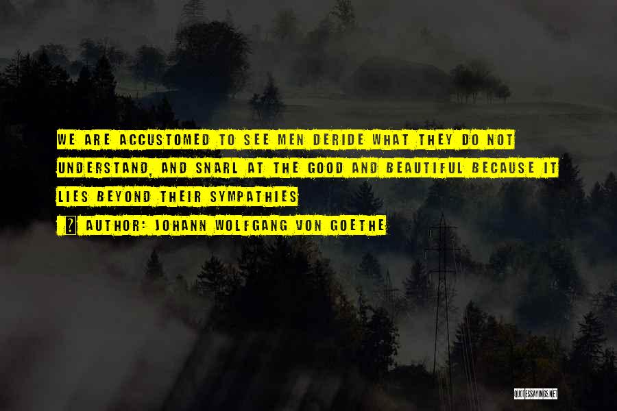 Johann Wolfgang Von Goethe Quotes: We Are Accustomed To See Men Deride What They Do Not Understand, And Snarl At The Good And Beautiful Because