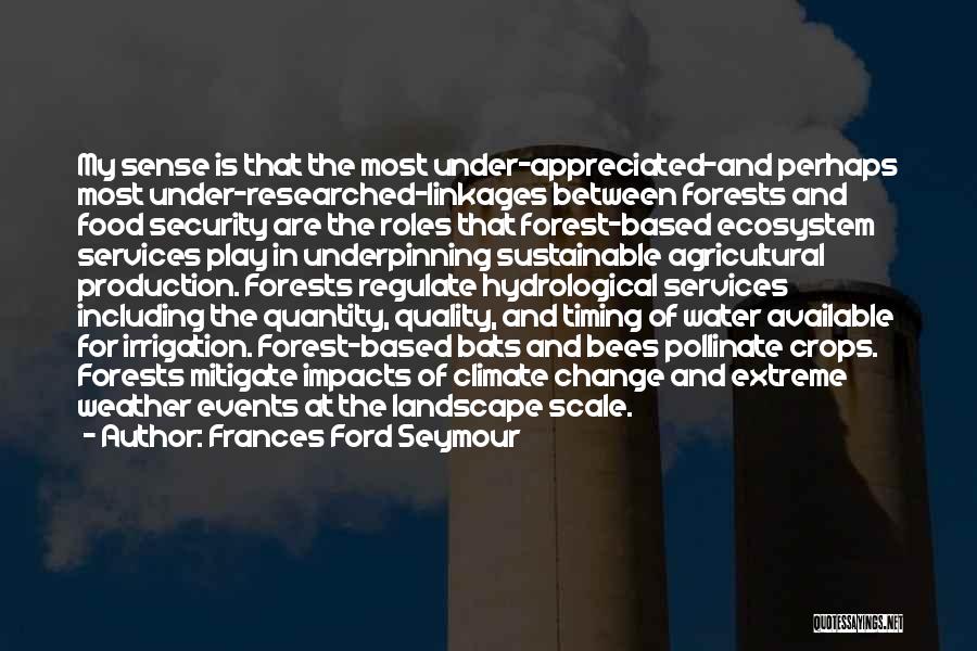 Frances Ford Seymour Quotes: My Sense Is That The Most Under-appreciated-and Perhaps Most Under-researched-linkages Between Forests And Food Security Are The Roles That Forest-based