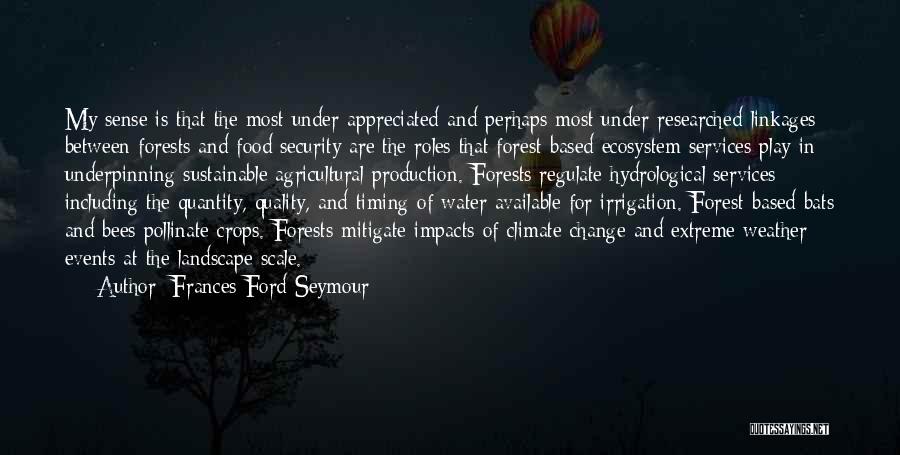 Frances Ford Seymour Quotes: My Sense Is That The Most Under-appreciated-and Perhaps Most Under-researched-linkages Between Forests And Food Security Are The Roles That Forest-based