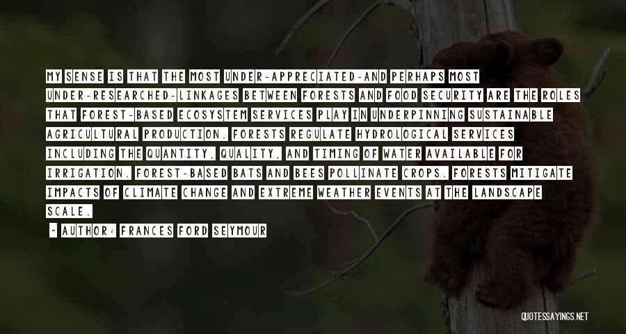 Frances Ford Seymour Quotes: My Sense Is That The Most Under-appreciated-and Perhaps Most Under-researched-linkages Between Forests And Food Security Are The Roles That Forest-based