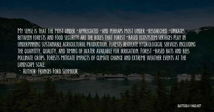 Frances Ford Seymour Quotes: My Sense Is That The Most Under-appreciated-and Perhaps Most Under-researched-linkages Between Forests And Food Security Are The Roles That Forest-based