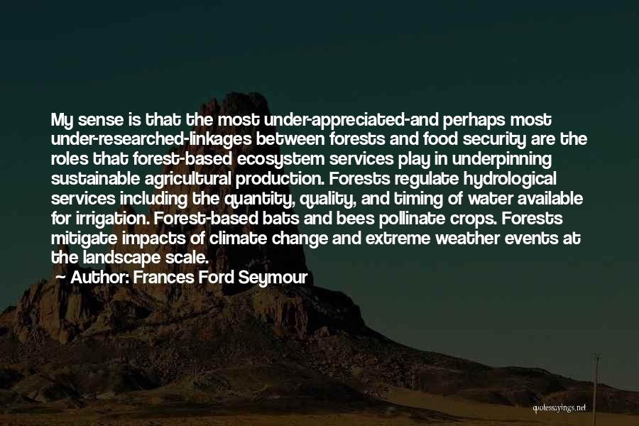 Frances Ford Seymour Quotes: My Sense Is That The Most Under-appreciated-and Perhaps Most Under-researched-linkages Between Forests And Food Security Are The Roles That Forest-based